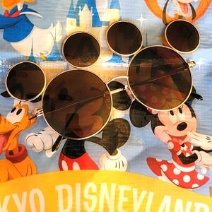 Disney Mickey Mouse Sunglasses Brown and Gold Tokyo Mickey Shaped